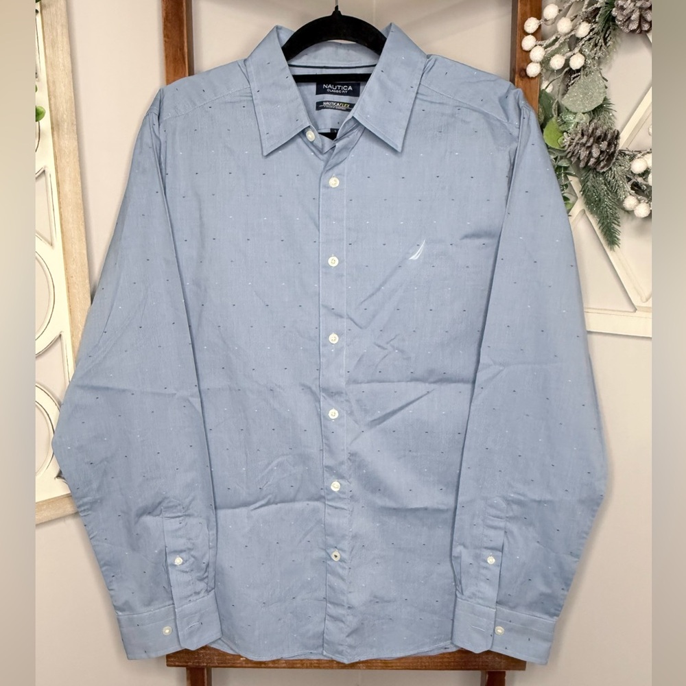 Nautica Men's Button Down Shirt with Modern Micro Dot Pattern